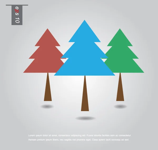 Vettore tre albero di Natale icona — Vettoriale Stock