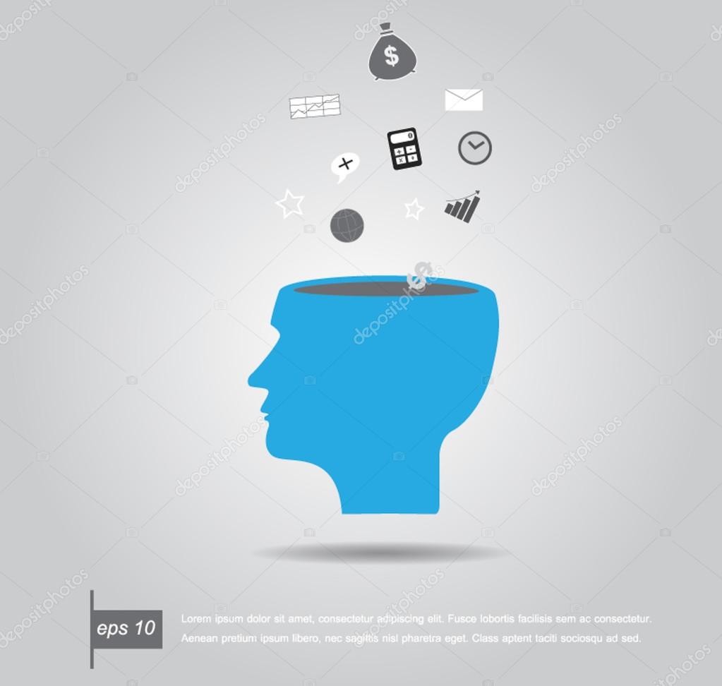 Elements are small icons Finance with head open human .Vector i