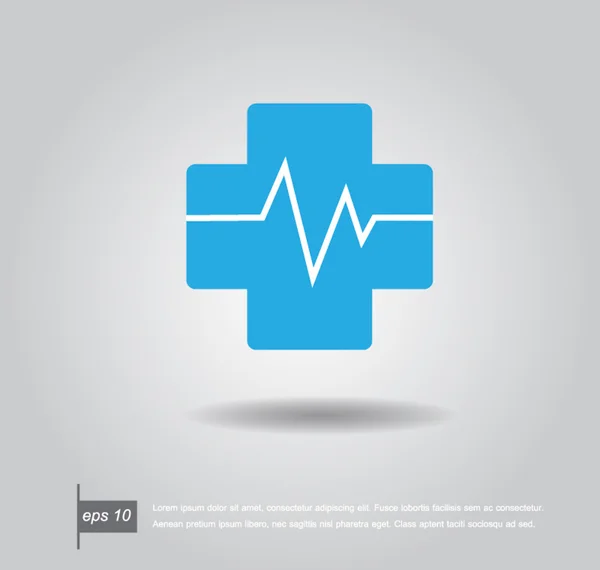 Croix de pharmacie et vecteur d'icône d'électrocardiographe Heartbeat — Image vectorielle