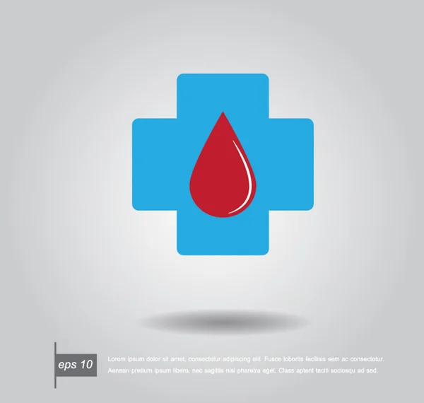 Botón de diagnóstico azul Médico y gota icono de vector sanguíneo — Vector de stock
