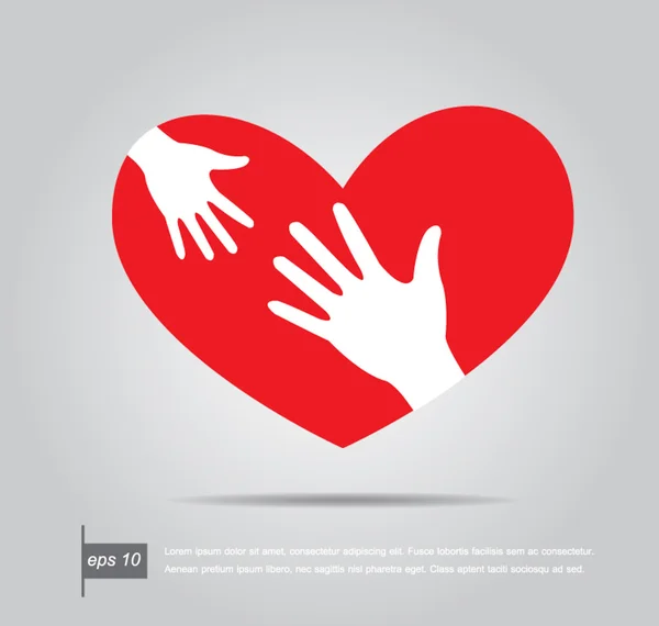 Helping hands in heart Vector illustration — Stock Vector