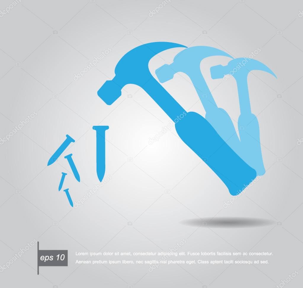 hammer with nails vector icon