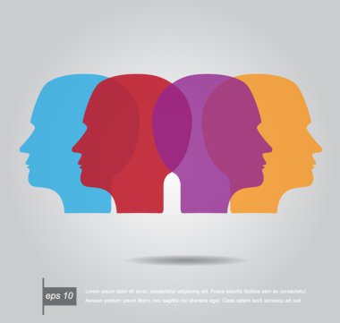 color schematic illustration of a human head as silhouette vecto clipart