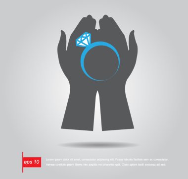 el tutma vektör çizim bir elmas yüzük