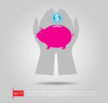 kumbara vektör simgesi tutan el