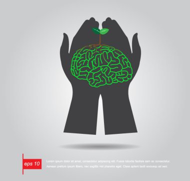 elini tutmak beyin ağaç illüstrasyon, bilgi vektör ICO