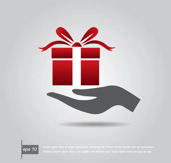 Mano que sostiene la caja de regalo listo para usted, vector de icono — Vector de stock