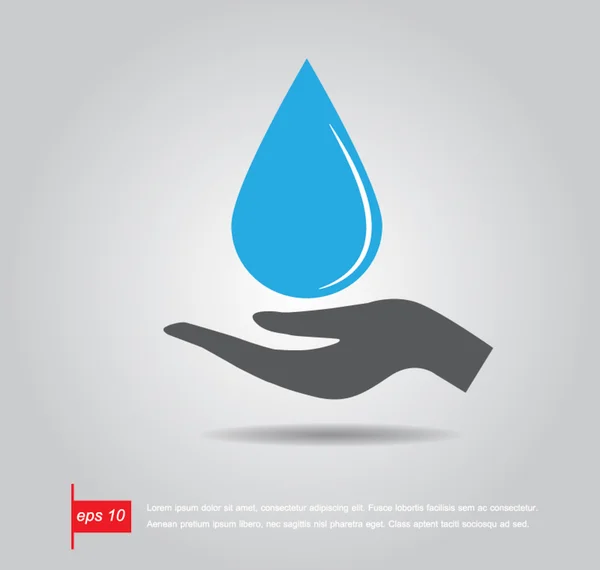 Ręką przytrzymaj ikonę wektor woda kropla — Wektor stockowy