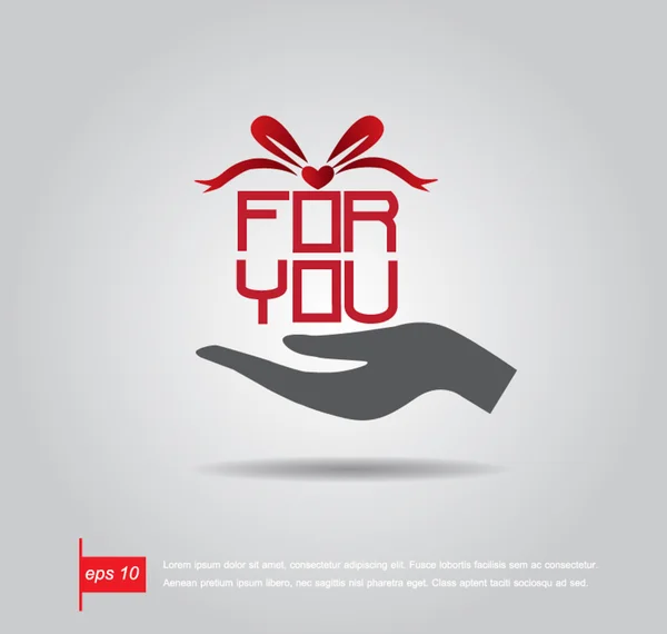 Hand hold boxgift and text for you vector icon — Stock Vector