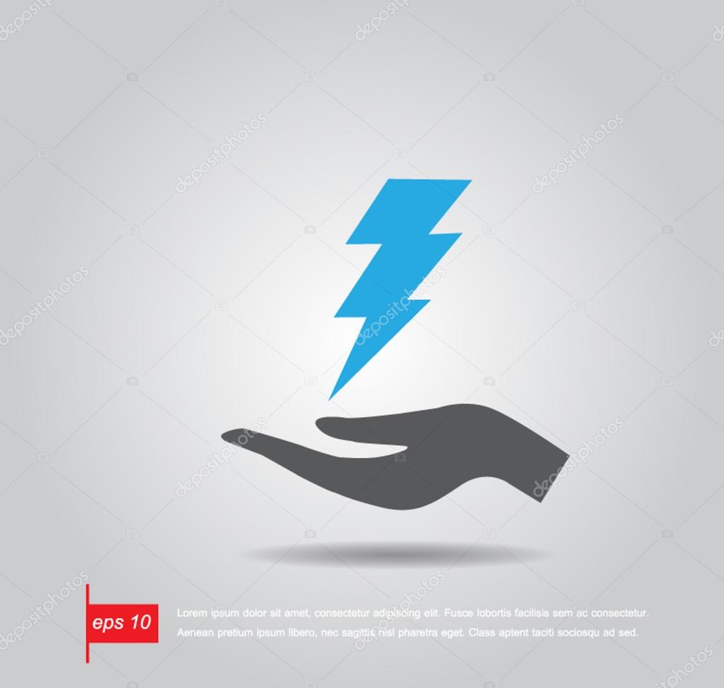 hand hold thunderbolt vector icon