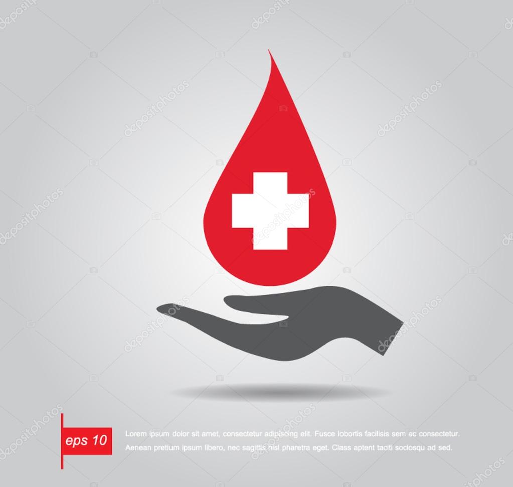 hand hold diagnostics button Medical in drop blood vector icon