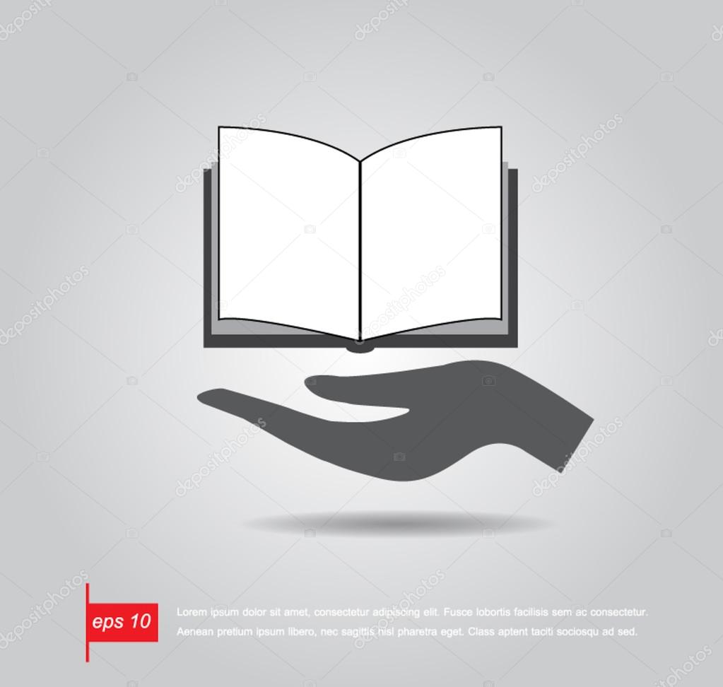 hand hold book vector icon