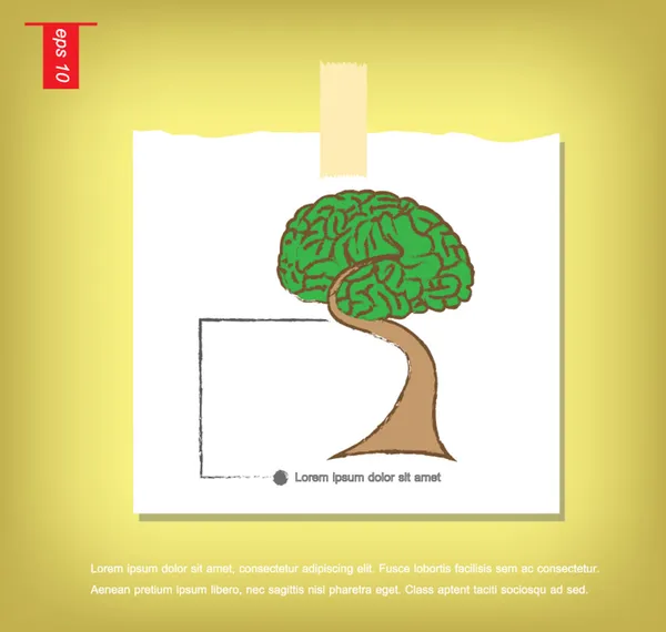 脳盆栽ツリー図では、知識の木のベクトルのアイコンは — ストックベクタ