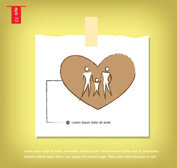 Ilustração de ícones da família no coração, isolado em backgrou cinza — Vetor de Stock