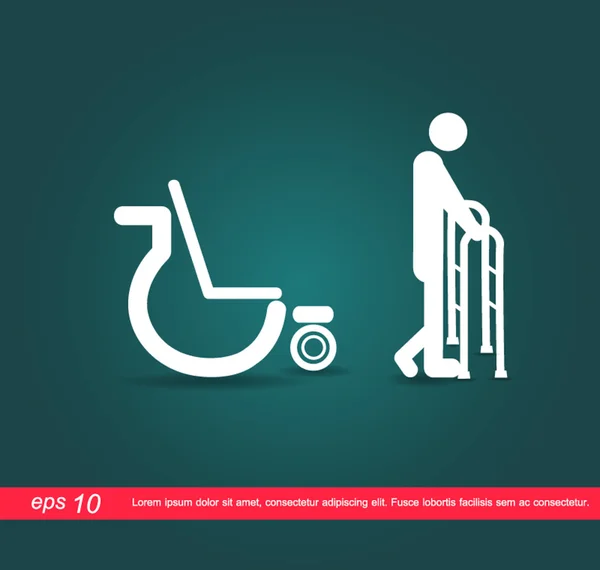 Human walk out wheelchair vector icon — Stock Vector