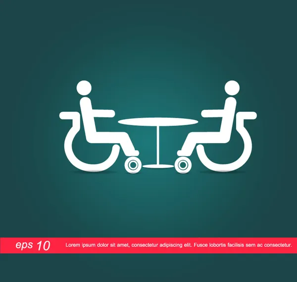 Disabled meeting at table vector icon — Stock Vector