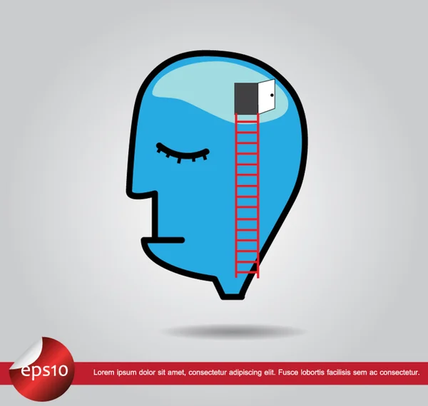 Cabeza cerebro humano puerta vector icono — Vector de stock