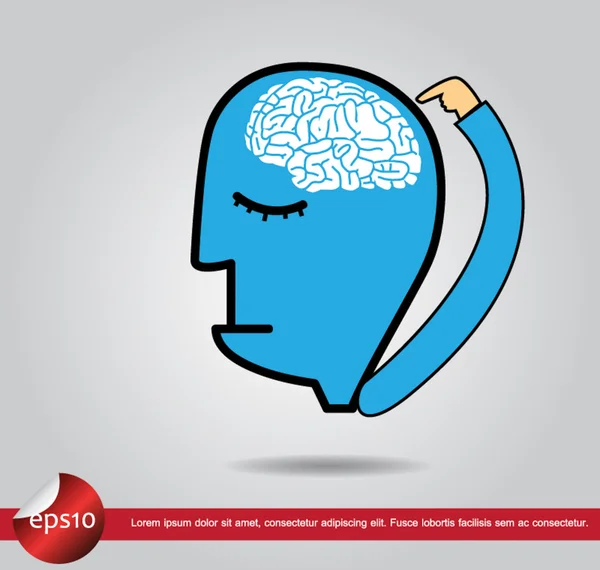 Głowę ludzką ręką punktu mózgu — Wektor stockowy