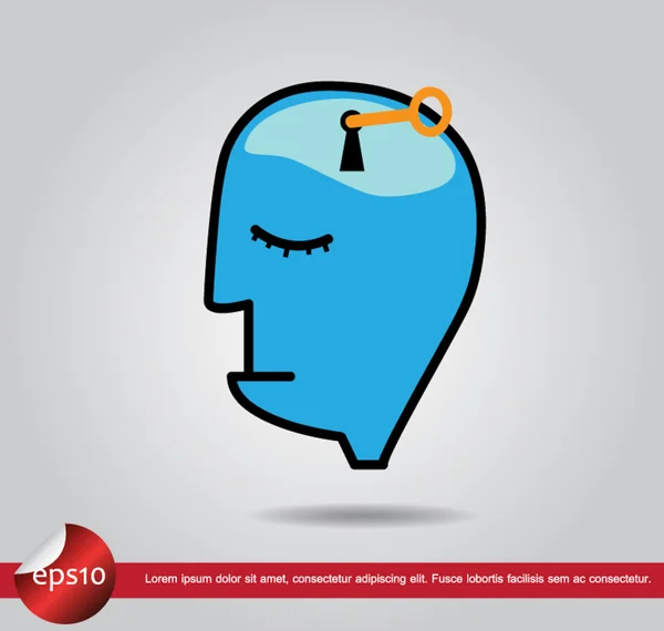 Cerebro humano icono clave vector — Vector de stock