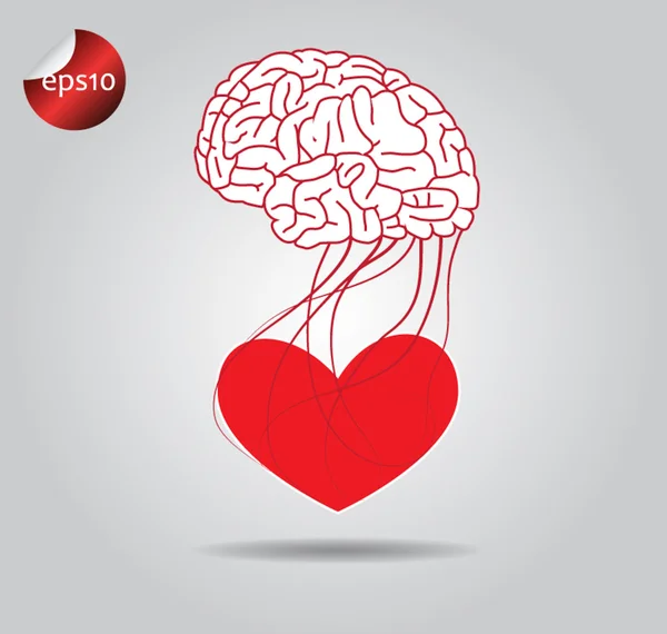 Herz und Gehirn Vektorsymbol — Stockvektor