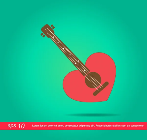 Hjärtat gitarr vektor icon — Stock vektor
