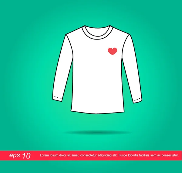 Witte shirt en hart pictogram vector — Stockvector