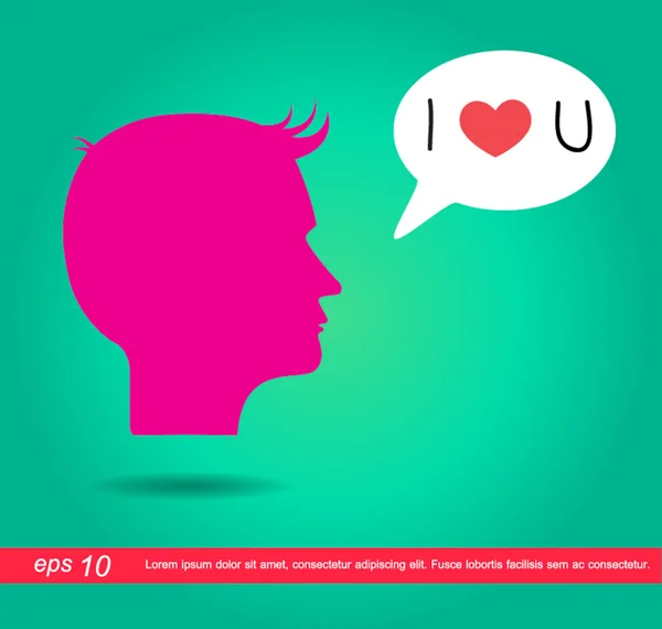Menselijke spraak hart ik hou van je vector pictogram — Stockvector