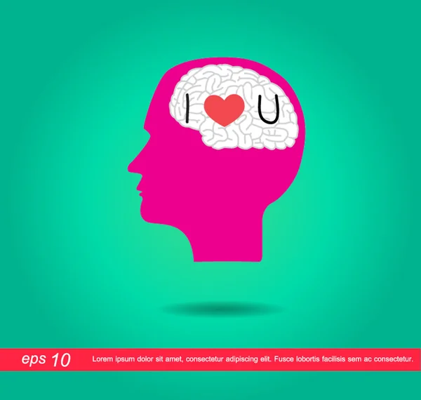 Human think in brain i love you vector icon — Stock Vector