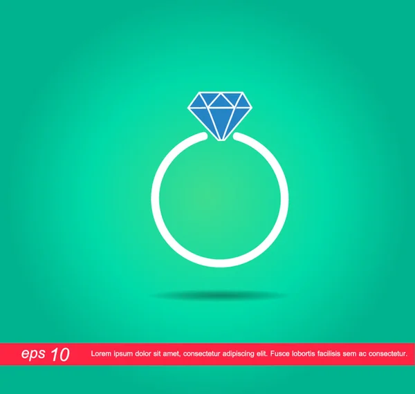 Diamante anillo vector icono — Vector de stock