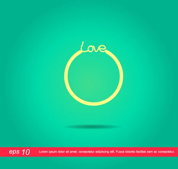 Gouden ring en liefde vector tekstpictogram — Stockvector