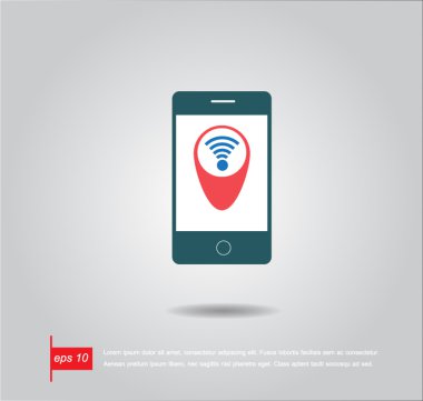 wifi telefon ve harita işareti vektör simgesi