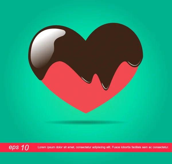 Coração e chocolate vetor ícone — Vetor de Stock