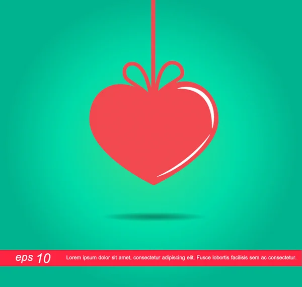 Corazón rojo etiqueta con arco vector icono — Vector de stock