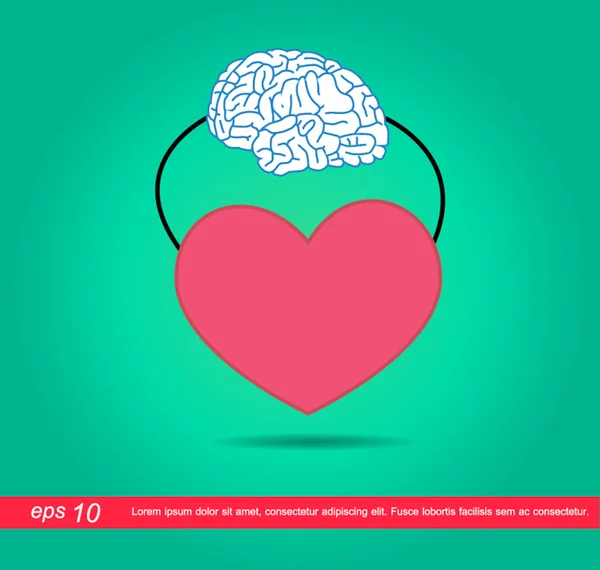 Heart and brain vector icon — Stock Vector