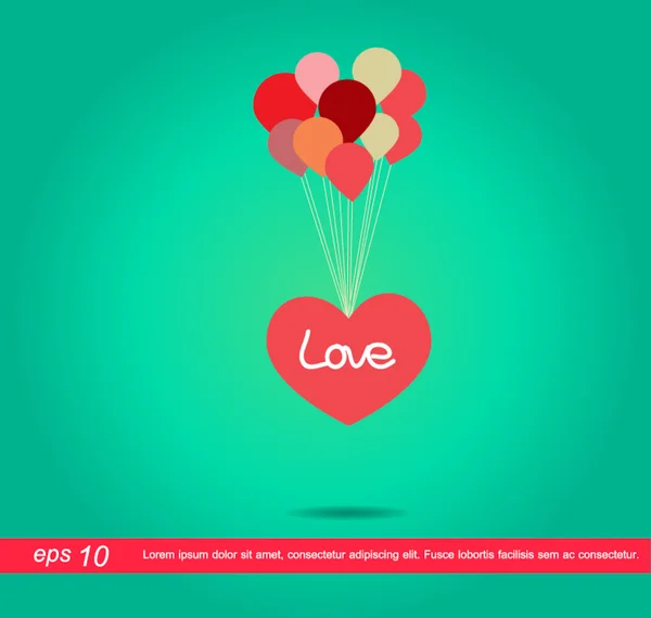 Corazón globo vector icono — Vector de stock