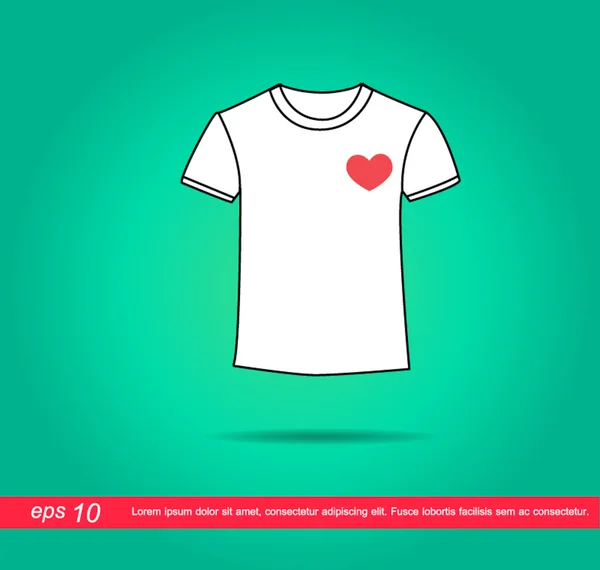 Camisa branca e vetor de ícone do coração — Vetor de Stock