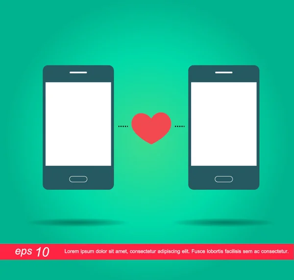Kalp ve telefon vektör simgesi — Stok Vektör