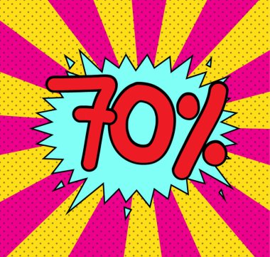 Metni çizgi roman indirim vektör simgesi