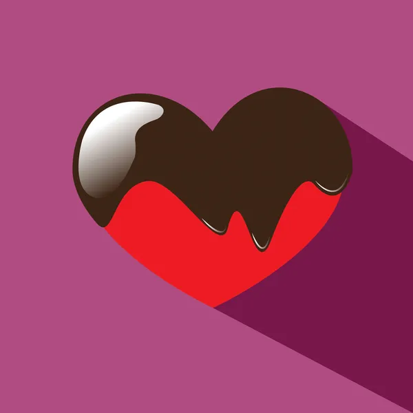 Cobertura de chocolate vetor cardíaco —  Vetores de Stock