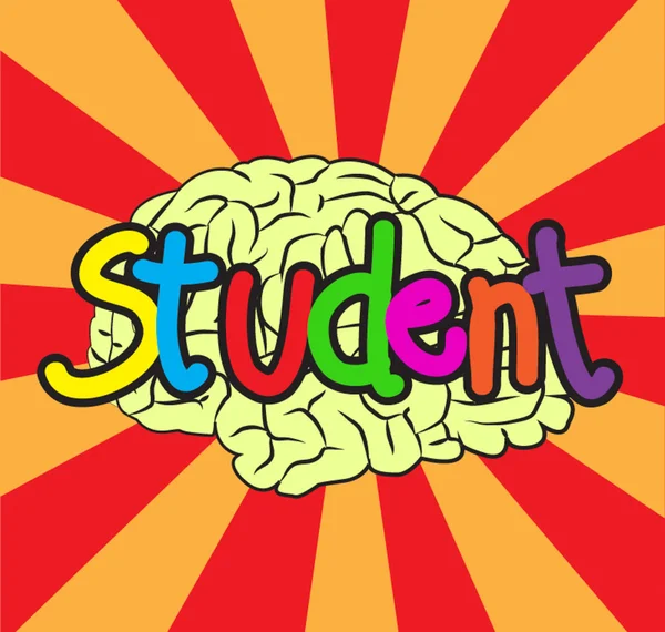 Tekst studerende amd hjerne – Stock-vektor