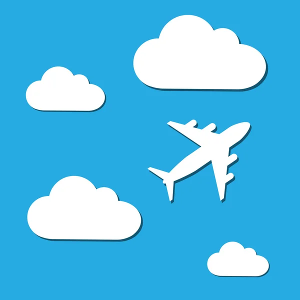 Nube y vector de avión — Vector de stock