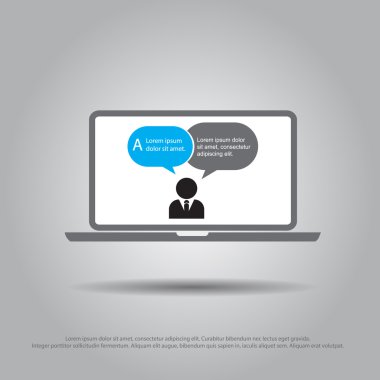 İnsanlar konuşma laptop vektör simgesi