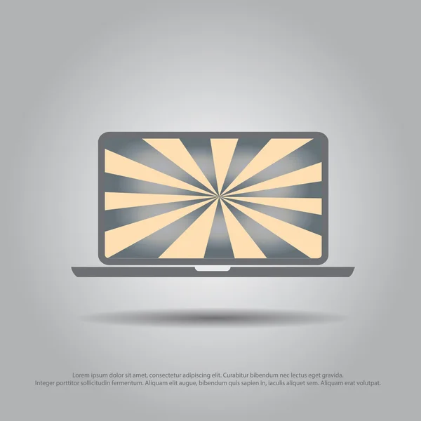Sonnenschein Hintergrund in Laptop-Vektor-Symbol — Stockvektor