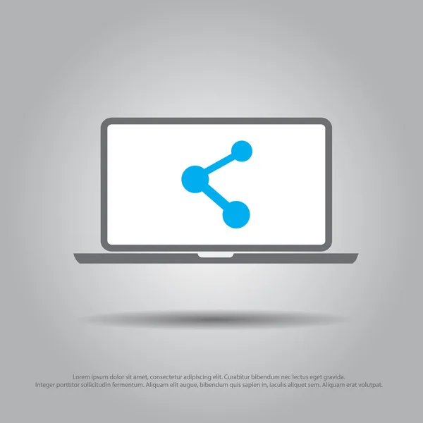 Partager dans l'icône vectorielle ordinateur portable — Image vectorielle