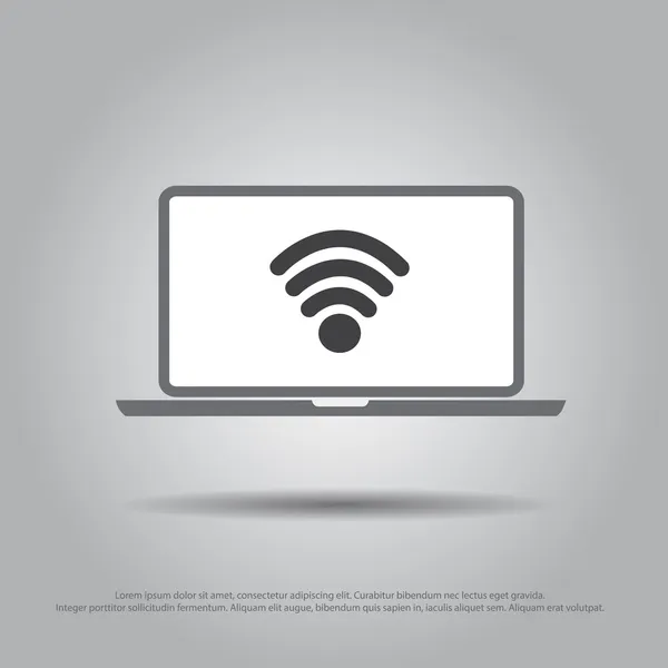 Wifi 在笔记本电脑矢量图标 — 图库矢量图片