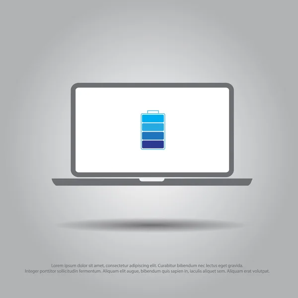 Batterie dans l'icône de vecteur d'ordinateur portable — Image vectorielle