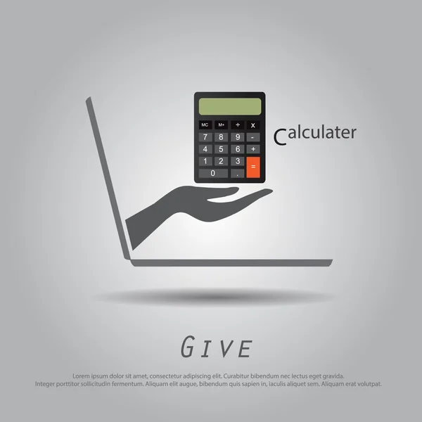 Ruka drží calculater z notebooku vektorové ikony — Stockový vektor