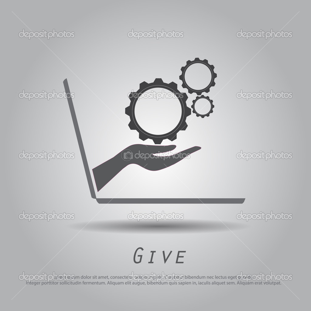 Hand Hold Gear From Laptop Vector Ico Vector Image By C Atibody Vector Stock
