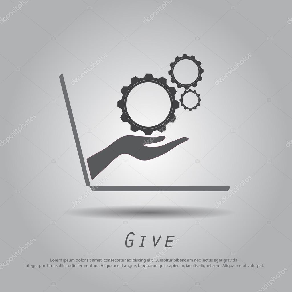 Hand Hold Gear From Laptop Vector Ico Vector Image By C Atibody Vector Stock