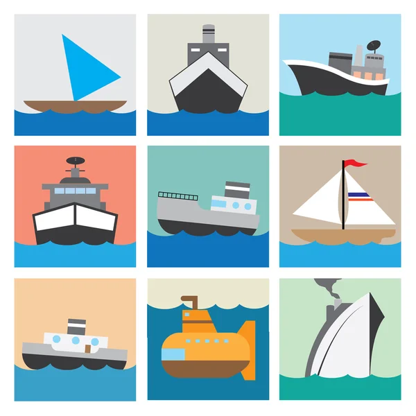 Icono del barco set vector ilustración eps10 — Archivo Imágenes Vectoriales